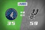 半场-马刺疯狂防守反击 59-35领先森林狼24分!